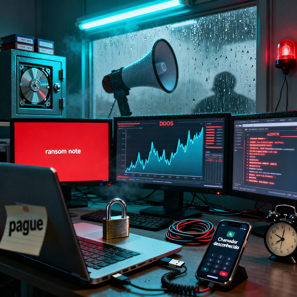 Sequestro, vazamento e pressão pública — um retrato do ataque em três atos.